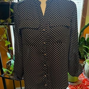 Black polka dot dress shirt